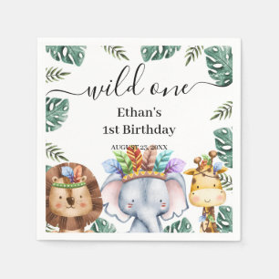 Serviette En Papier Sauvage Un Animaux de la Forêt 1er Anniversaire