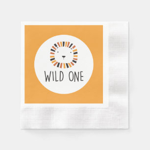 Serviette En Papier Sauvage un Lion premier anniversaire