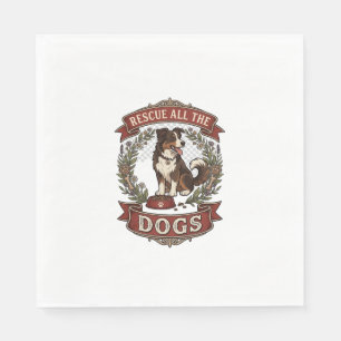 Serviette En Papier Sauver tous les chiens Couronne florale ruban pour