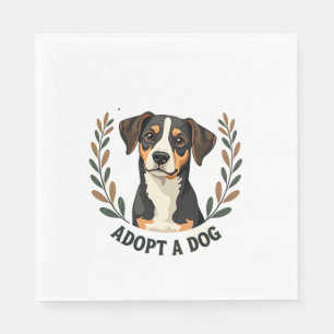 Serviette En Papier Sauver une vie Adopter un chien Illustration vinta