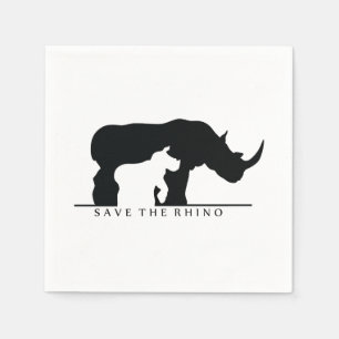 Serviette En Papier Sauvez le rhinocéros