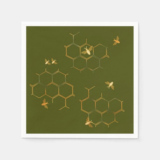 Serviette En Papier Sauvez les abeilles Honeycomb Papier serviettes (Devant)