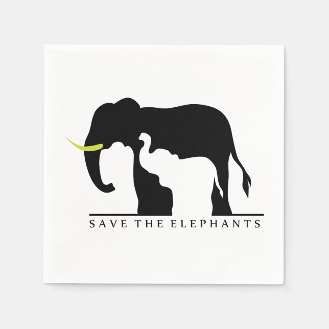Serviette En Papier Sauvez les éléphants (Devant)