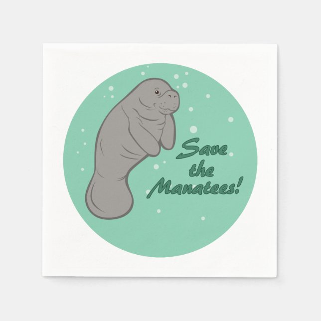 Serviette En Papier Sauvez les Manatees ! (Devant)