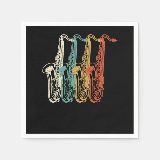 Serviette En Papier Saxophone Retro Vintage Marching Band (Devant)