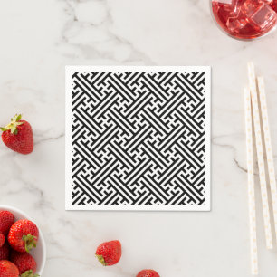 Serviette En Papier Sayagata motif, japonais, noir et blanc