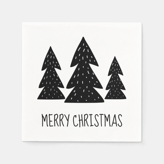 Serviette En Papier Scandi Pins de Whimsical Joyeux Noël (Devant)
