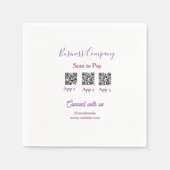 Serviette En Papier Scanner pour payer le logo de l'entreprise code Q  (Devant)