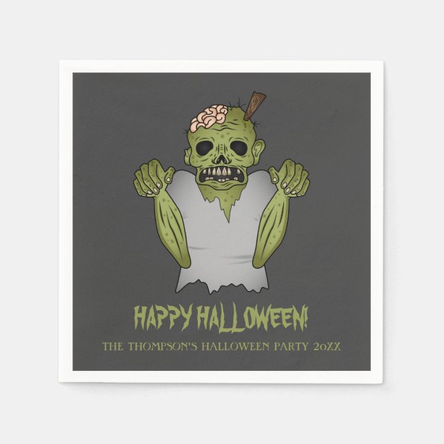 Serviette En Papier Scanner Zombie Personnalisable Halloween Texte de  (Devant)
