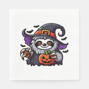 Serviette En Papier Scary Halloween Sloth Witch Costume Casquette Mer
