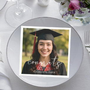 Serviette En Papier Scénario de photo de fête de fin d'études félicita