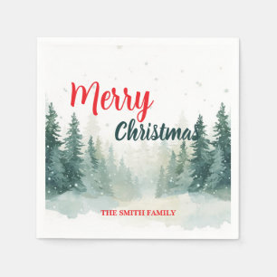 Serviette En Papier Scénario moderne Noël Xmas hiver pin sylvestre ava