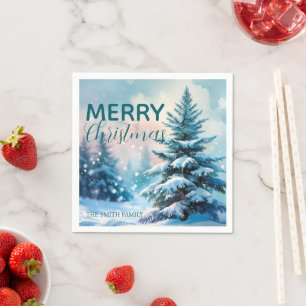 Serviette En Papier Scénario Moderne Noël Xmas hiver pin sylvestre ava