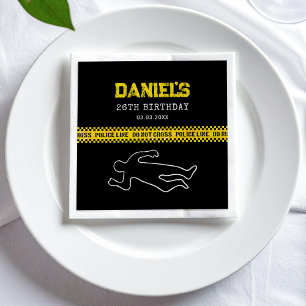 Serviette En Papier Scène de crime fête d'anniversaire avec bande de p