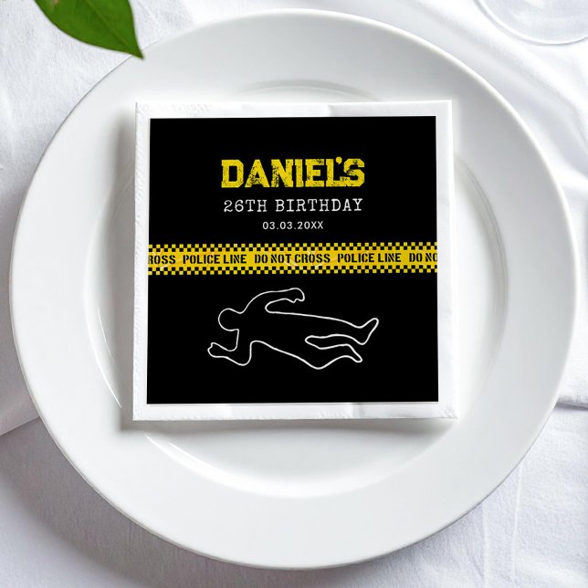 Serviette En Papier Scène de crime fête d'anniversaire avec bande de p (Créateur téléchargé)