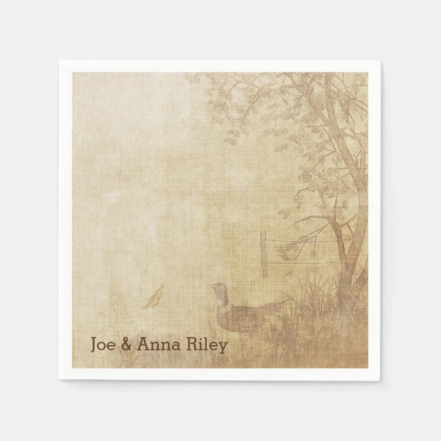 Serviette En Papier Scène de faisan d'automne (Devant)