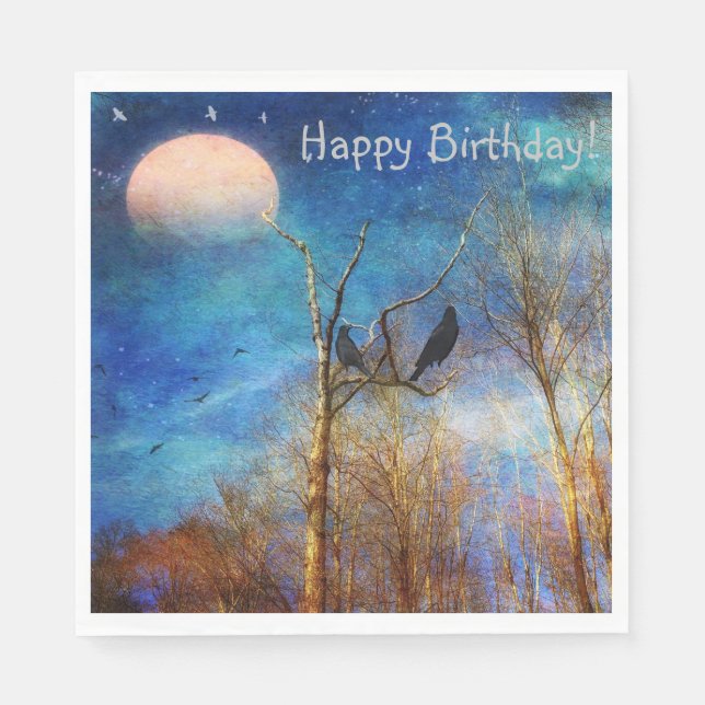 Serviette En Papier Scène de forêt lunaire (Devant)