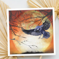 Scène de gothique de Halloween Corbeau Lune