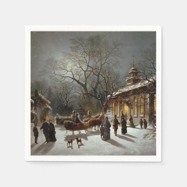 Serviette En Papier Scène de la Saint-Sylvestre de Noël (Devant)
