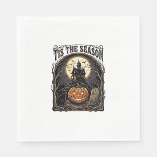 Serviette En Papier Scène de saison vintage citrouille chat Halloween