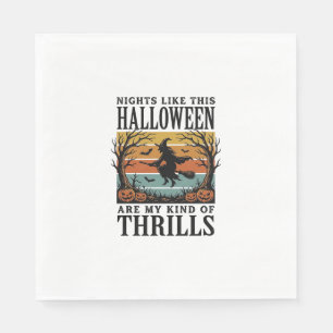 Serviette En Papier Scène d'effroi de sorcière vintage Halloween Gravu