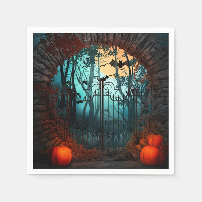 Serviette En Papier Scène d'horreur d'Halloween (2) (Devant)