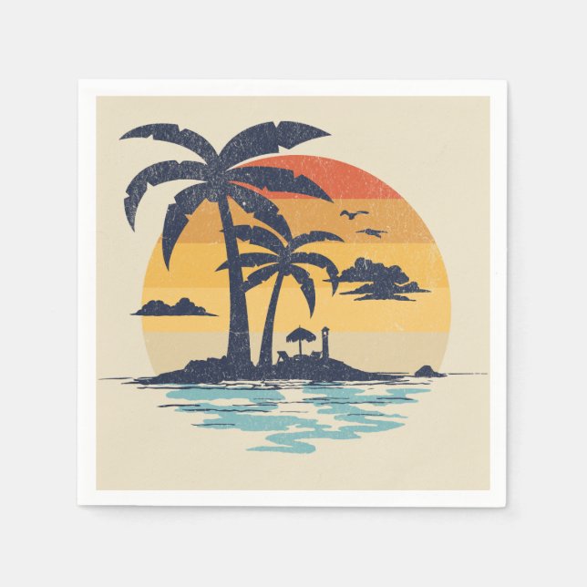 Serviette En Papier Scène estivale tropicale (Devant)