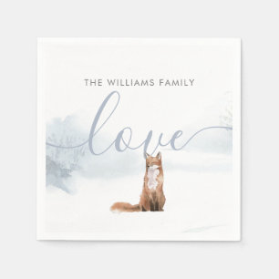 Serviette En Papier Scène forestière hivernale renard vacances