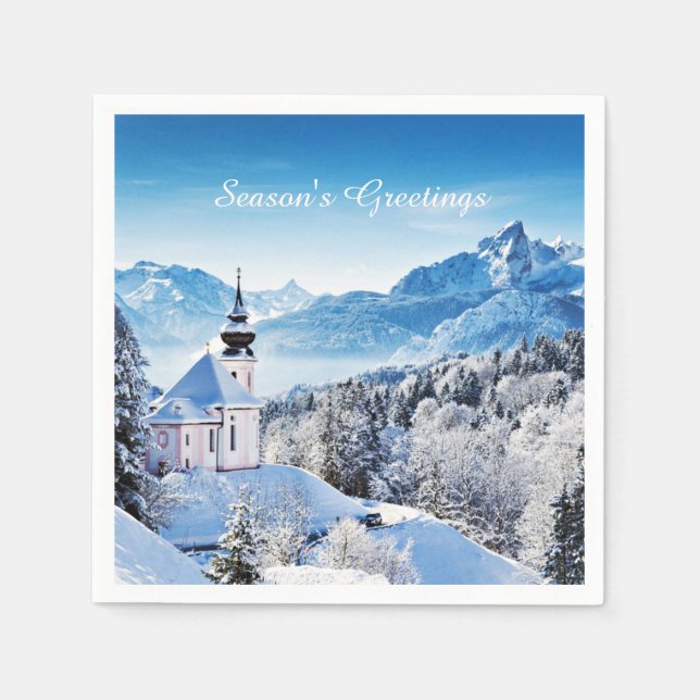 Serviette En Papier Scène hivernale personnalisée  (Devant)