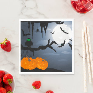 Serviette En Papier Scène nocturne d'Halloween éffrayante