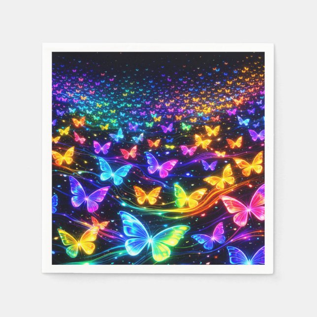 Serviette En Papier Schmetterlingsservietten im Neonlook (Devant)