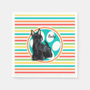 Serviette En Papier Schnauzer ; Bright Rainbow Stripes