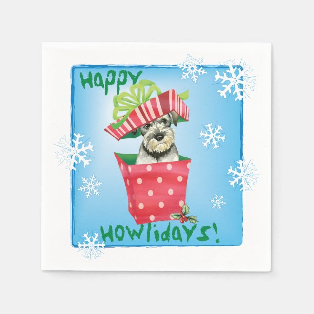 Serviette En Papier Schnauzer de Noël (Devant)