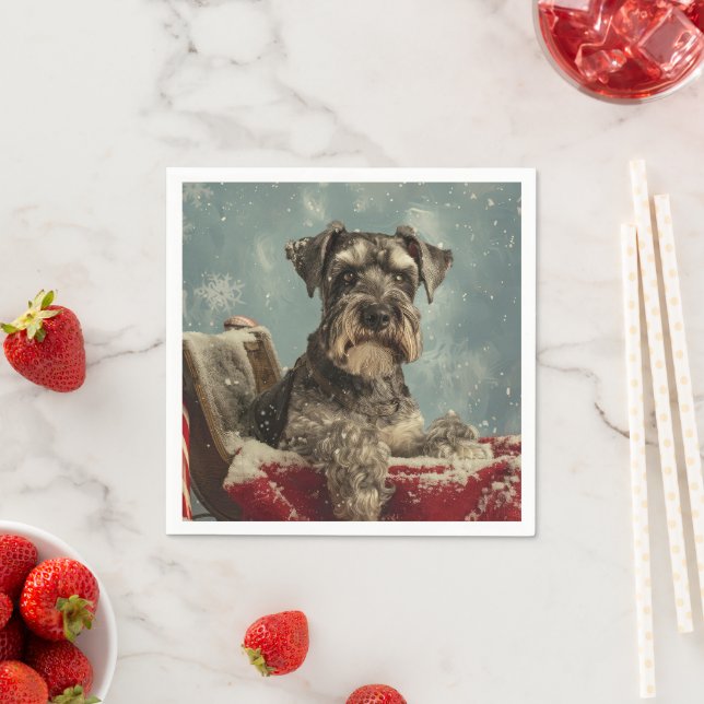 Serviette En Papier Schnauzer Dog Christmas Festive (En situation)