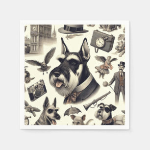 Serviette En Papier Schnauzer vintage sans joint