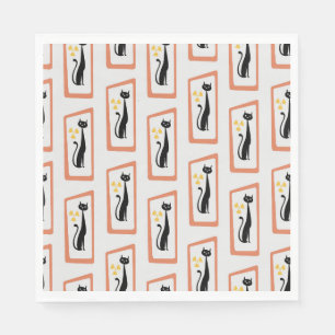 Serviette En Papier Schrödinger's Cat Mid Century orange moderne