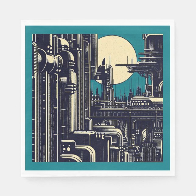 Serviette En Papier Sciage urbain futuriste SF 2 (Devant)