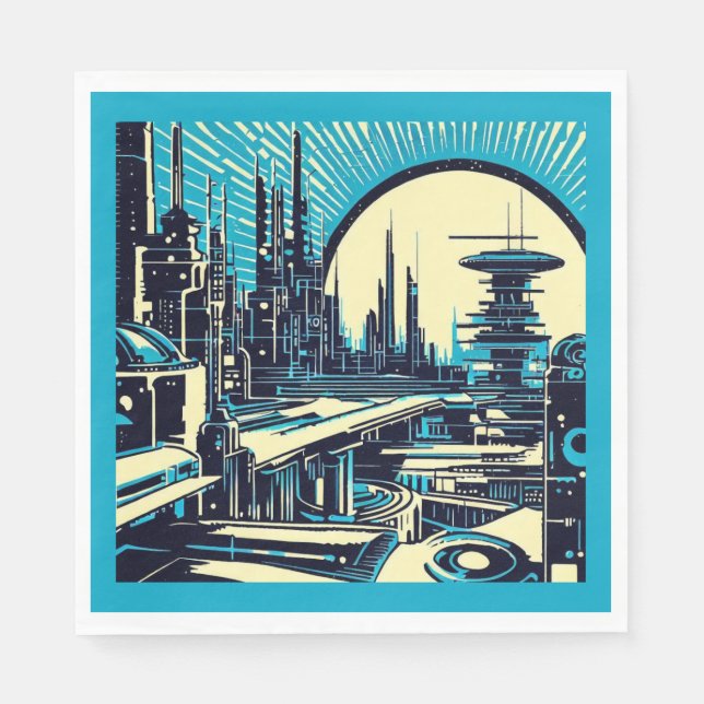 Serviette En Papier Sciage urbain futuriste SF 3 (Devant)