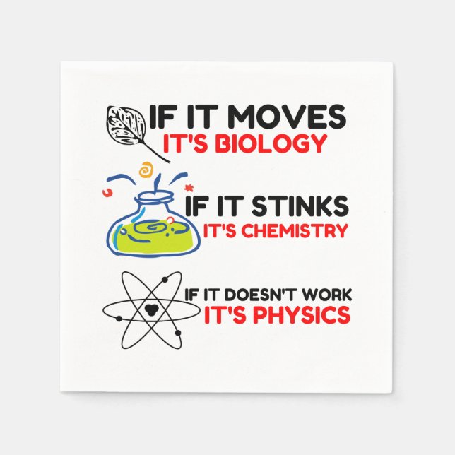 Serviette En Papier Science BIOLOGY CHEMISTRY PHYSICS (Devant)