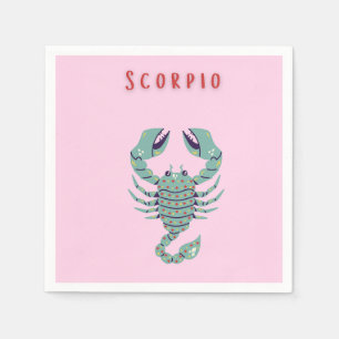Serviette En Papier Scorpion rose, zodiaque, signe du zodiaque