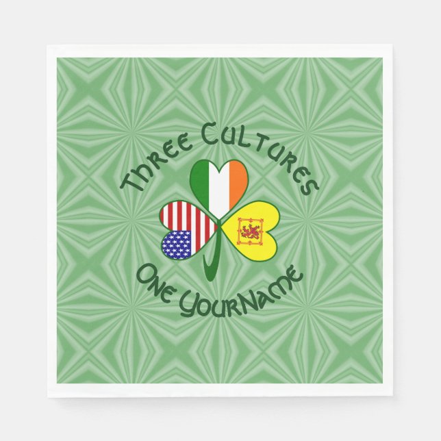 Serviette En Papier Scot Lion Irish USA Shamrock Personnalisé (Devant)
