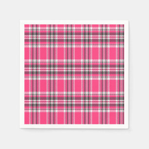 Serviette En Papier Scotland Pink et Black Tartan Plaid