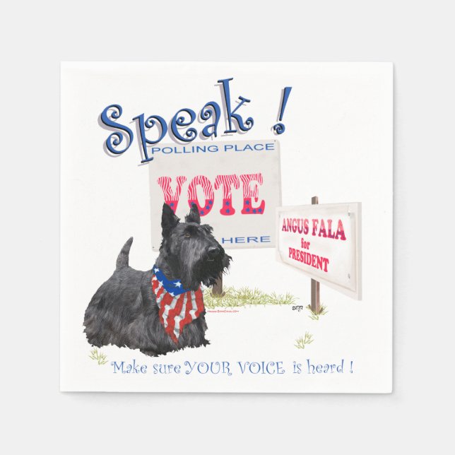 Serviette En Papier Scottie Angus Fala pour Président (Devant)