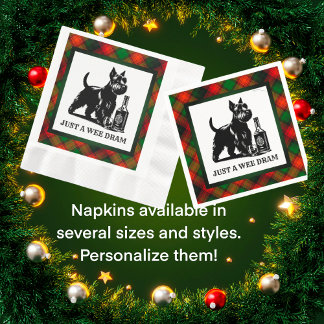 Serviette En Papier Scottish Terrier Customisé Wee Dram Tartan