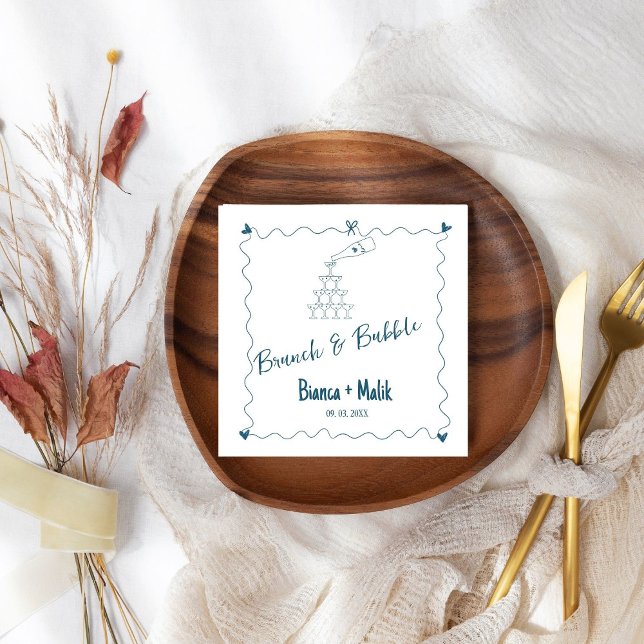 Serviette En Papier Scribble à la main Brunch & Bubble nuptiale douche (Créateur téléchargé)