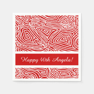 Serviette En Papier Scribbleempreintes rouges