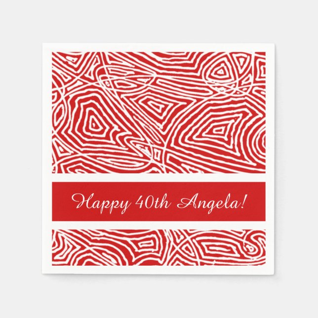 Serviette En Papier Scribbleempreintes rouges (Devant)