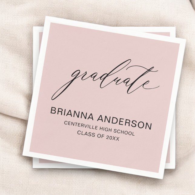 Serviette En Papier Script Blush Pink Graduate Graduate (Créateur téléchargé)