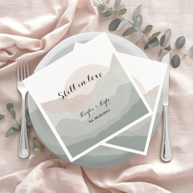 Serviette En Papier Script Boho Aquarelle Montagne Anniversaire  (Créateur téléchargé)