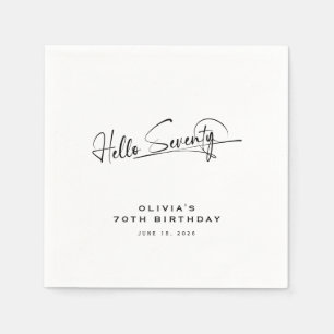 Serviette En Papier Script Bonjour Soixante-dix Minimaliste 70e Annive